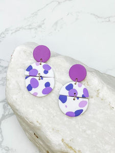 Purple Multi Geometric Clay Dangles