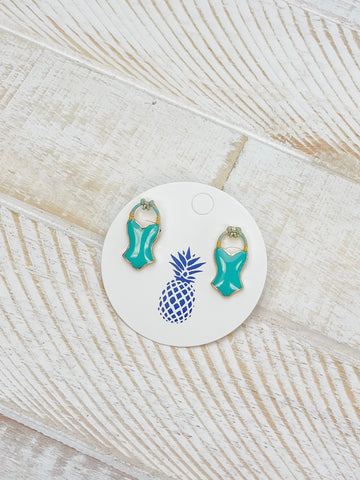 Bathing Suit Enamel Stud Earrings