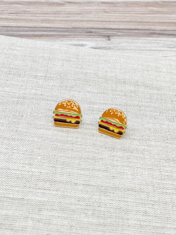 Cheeseburger Enamel Stud Earrings