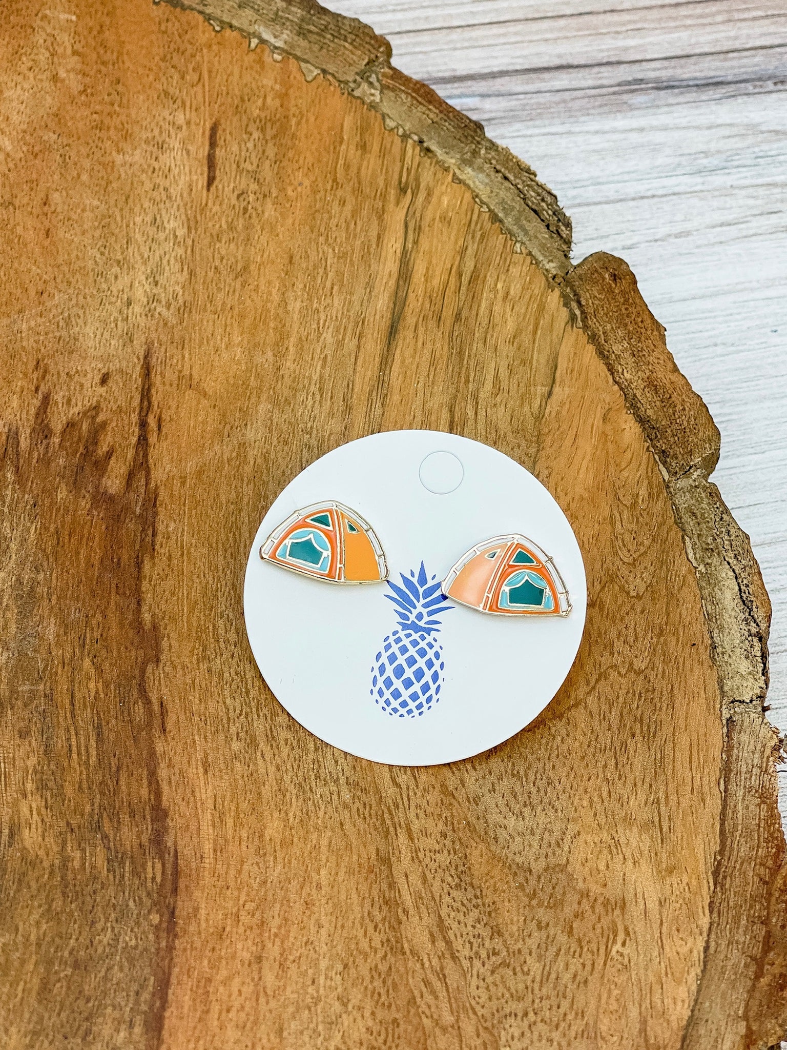 Camping Tent Enamel Stud Earrings
