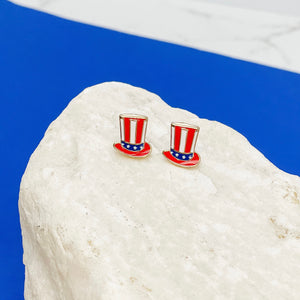 Uncle Sam's Hat Enamel Stud Earrings