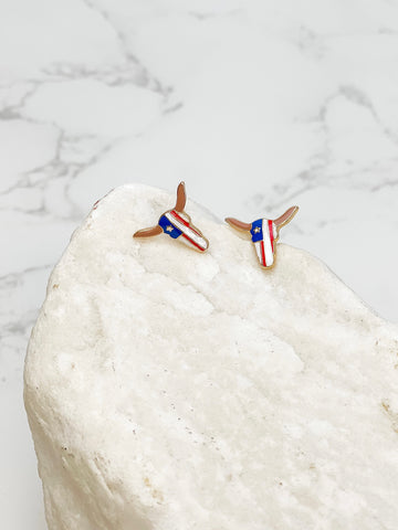 Longhorn Enamel Stud Earrings