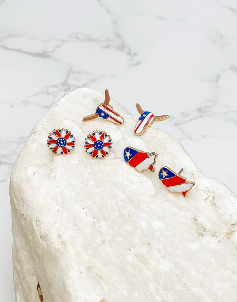 Longhorn Enamel Stud Earrings