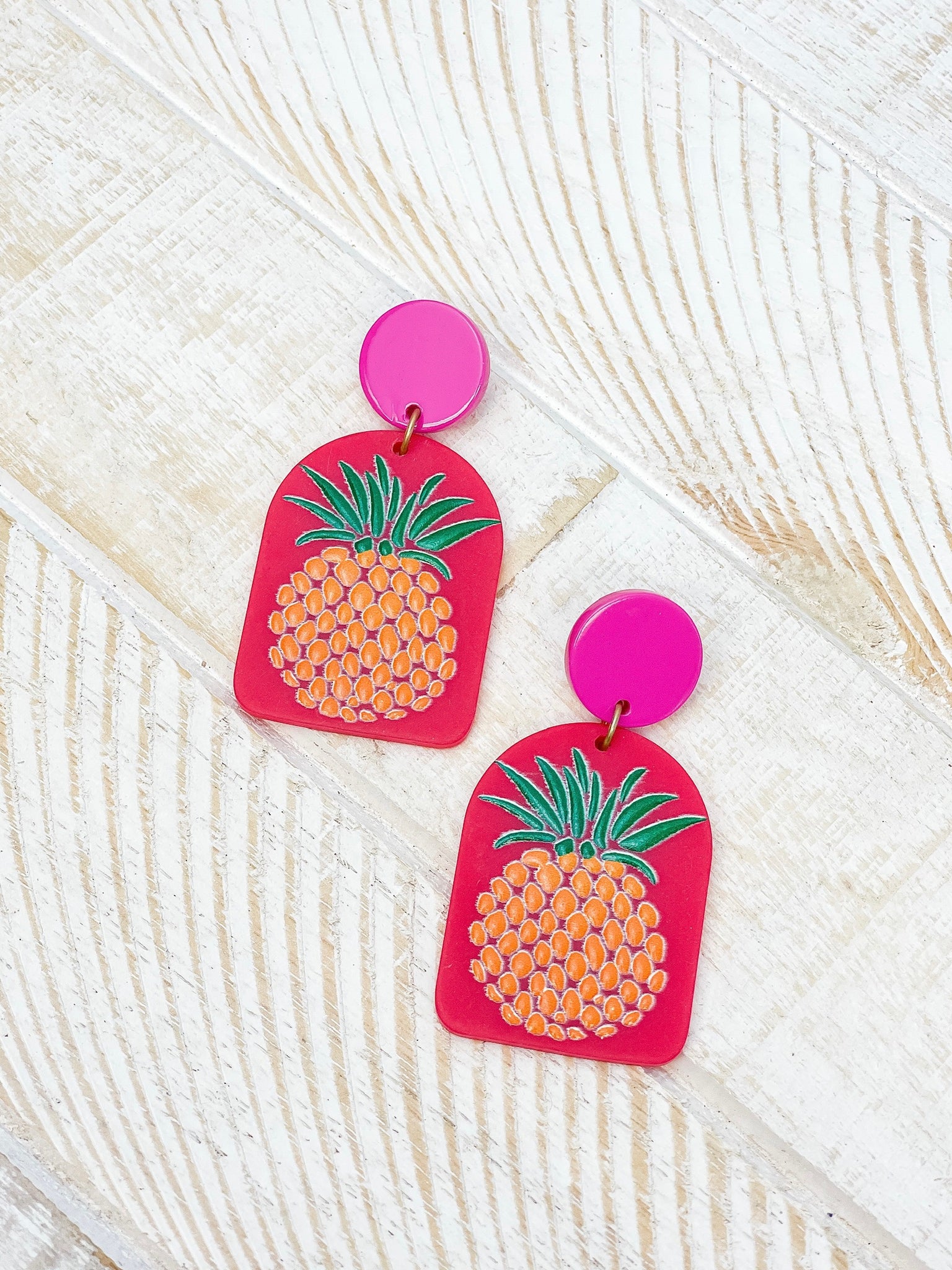 Bright Pineapple Printed Dangle Earrings