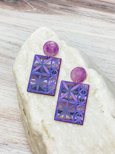 Mosaic Tile Clay Dangle Earrings