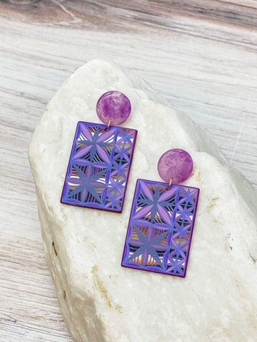 Mosaic Tile Clay Dangle Earrings