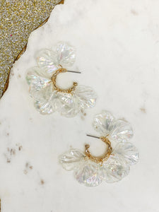 Pearlescent Shell Petal Hoops