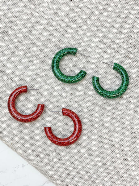 Holiday Shimmer Open Hoop Earrings