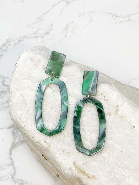 Marbled Oval Dangle Earrings