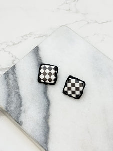 Checkerboard Square Stud Earrings