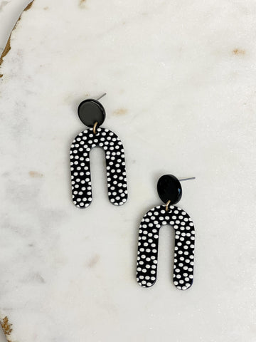 Black & White Dotted Arch Dangles