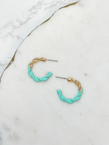 Enamel-Dipped Twisted Gold Hoop Earrings