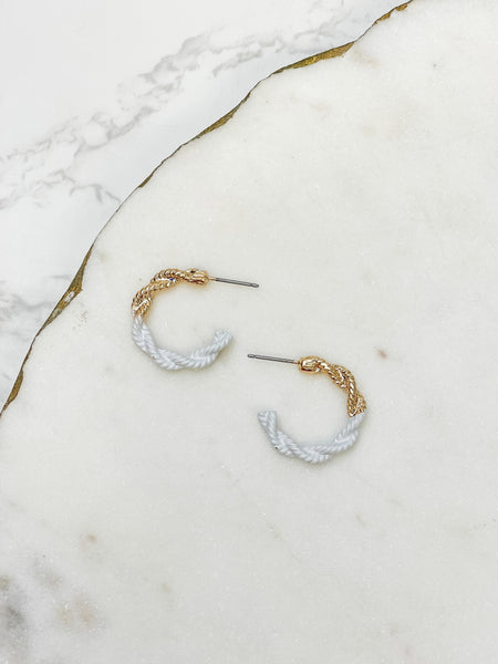 Enamel-Dipped Twisted Gold Hoop Earrings