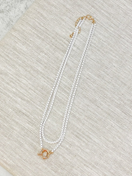 Enamel Box Chain Layered Necklaces