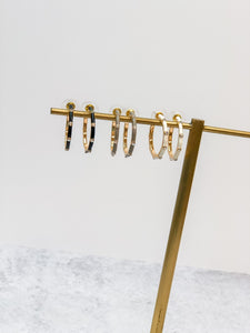 Petite Enamel Pave Hoops Earrings
