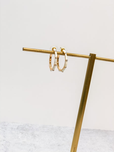 Petite Enamel Pave Hoops Earrings