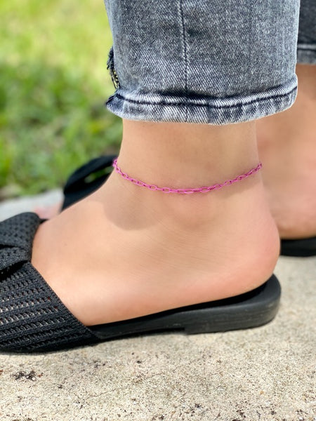 Enamel Paperclip Chain Anklets
