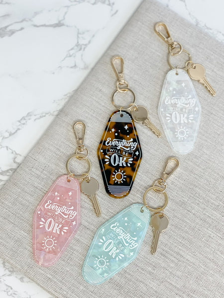 'Everything Will Be Okay' Retro Motel Keychain