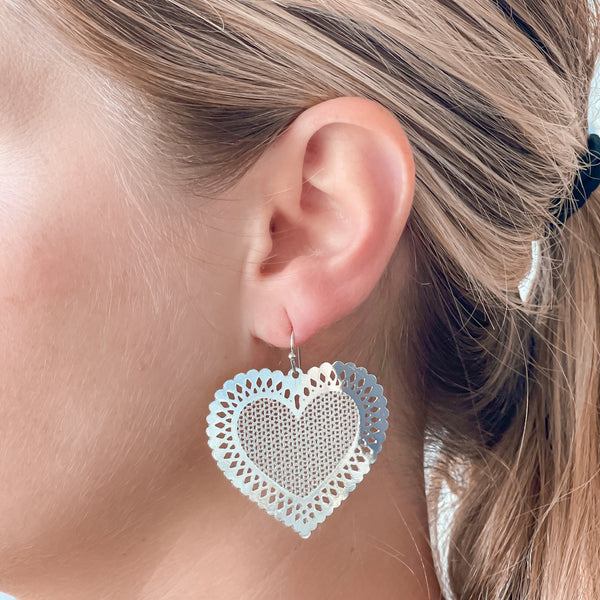 Filigree Heart Dangle Earrings