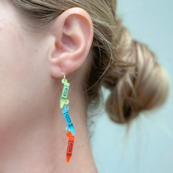 'Art' Acrylic Crayon Dangle Earrings