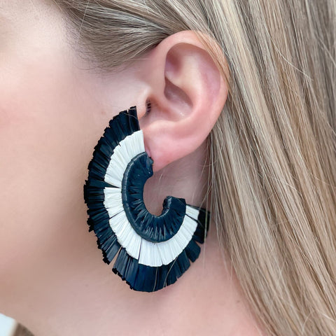 Raffia Fan Hoop Earrings