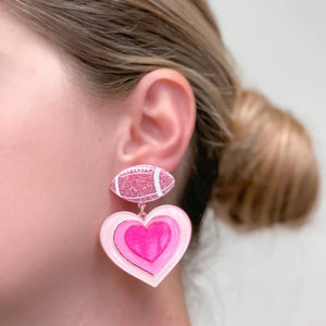 Hot Pink Football Love Drop Earrings