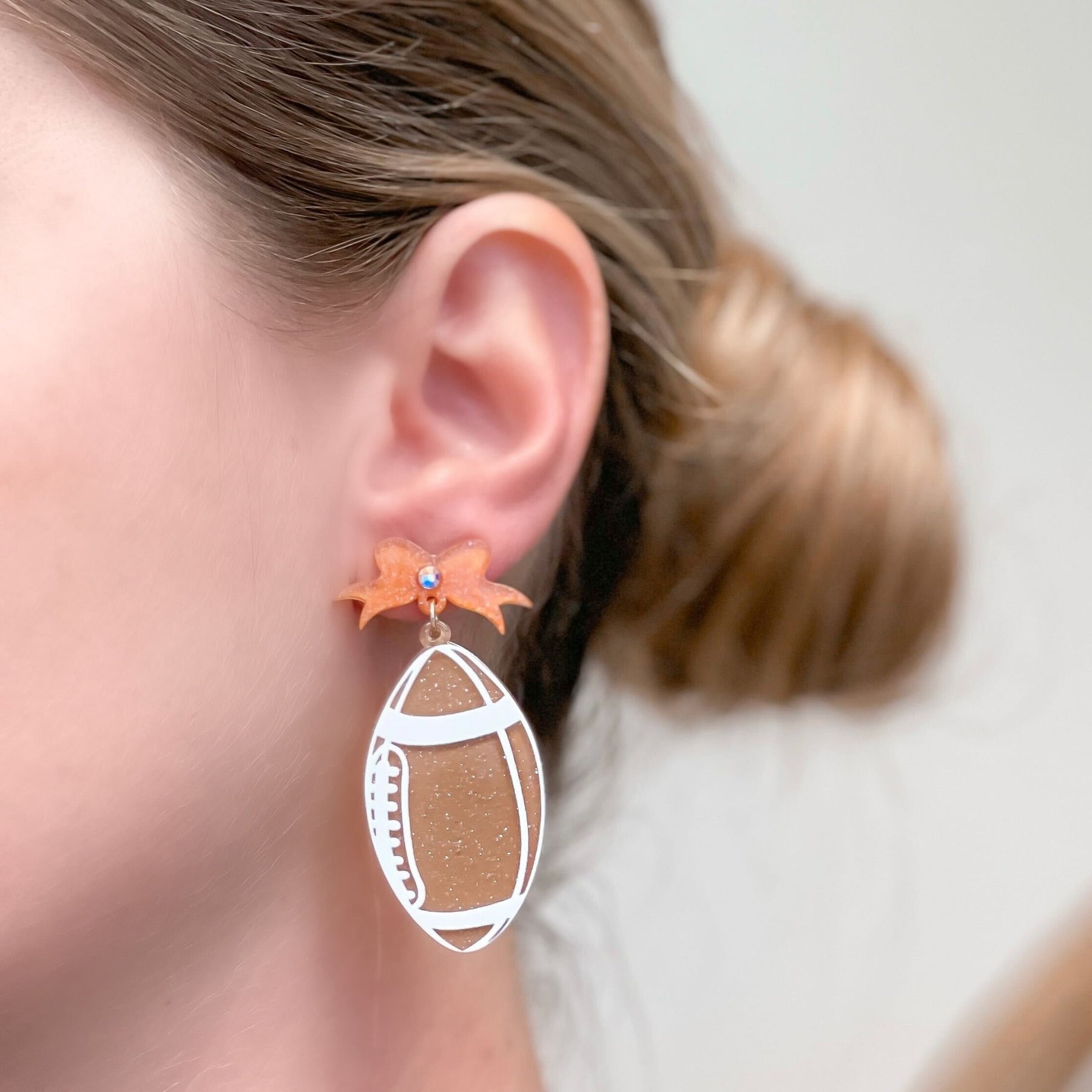 Football Bow Drop Earrings