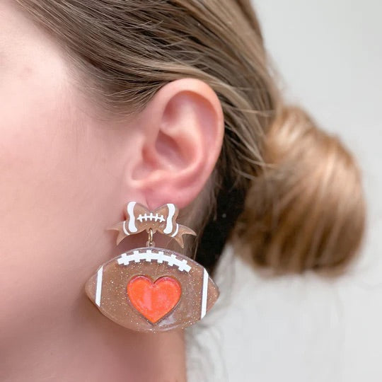 Heart Football Drop Earrings