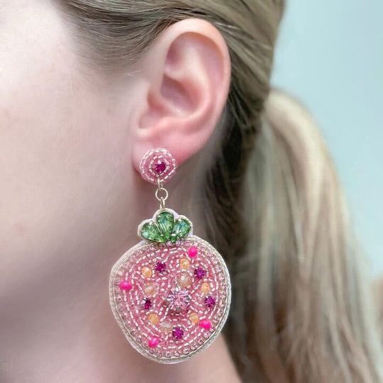 Glitzy Jewel Strawberry Beaded Dangle Earrings