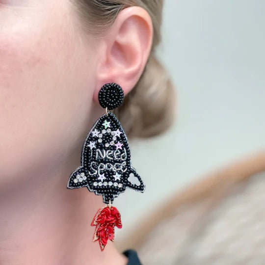 'I Need Space' Beaded Statement Earrings