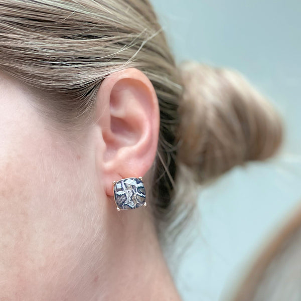 Snakeskin Glass Crystal Stud Earrings