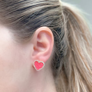 Druzy Heart Stud Earrings