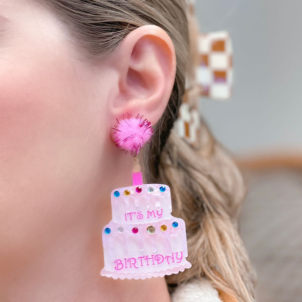 'It's My Birthday' Cake Dangle Earrings