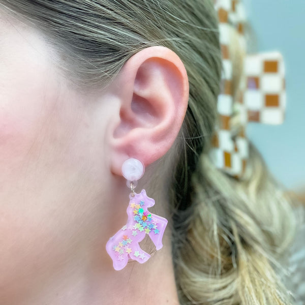 Star Confetti Unicorn Dangle Earrings