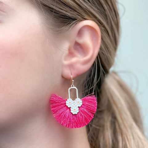 Daisy Tassel Fringe Dangle Earrings