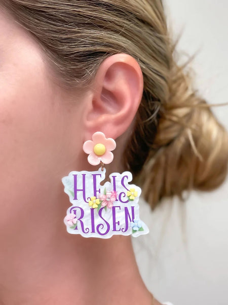 'He Is Risen' Acrylic Dangle Earrings