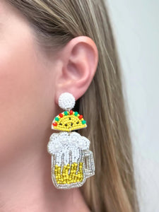 Tacos & Beer Beaded Dangle Earrings