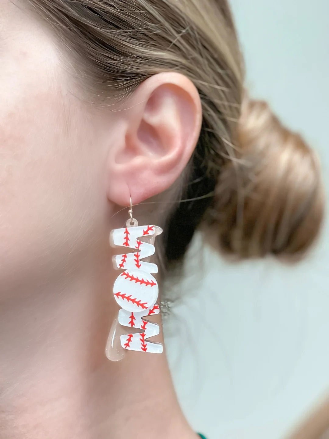 Baseball 'Mom' Dangle Earrings