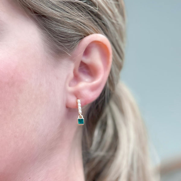 Pearl & Emerald Elegant Drop Earrings
