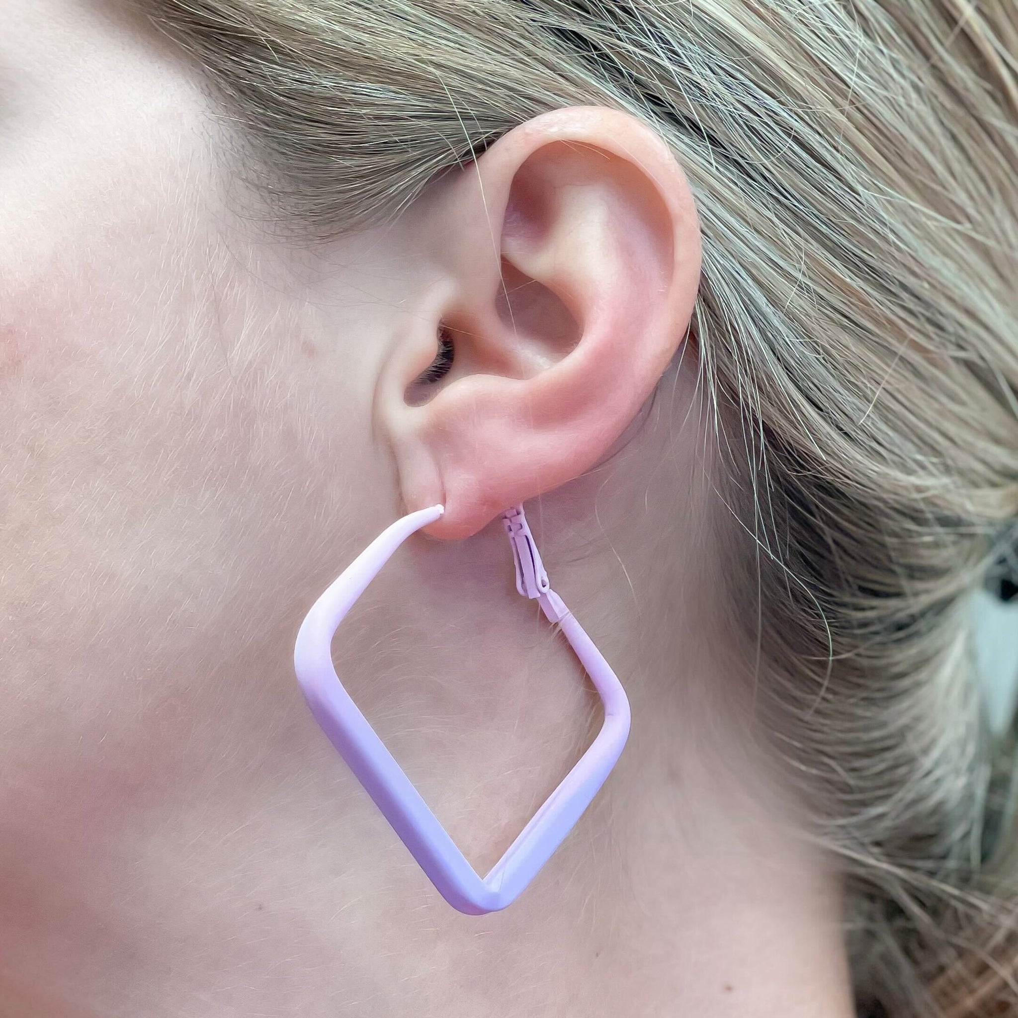 Lavender Ombre Square Hoop Earrings