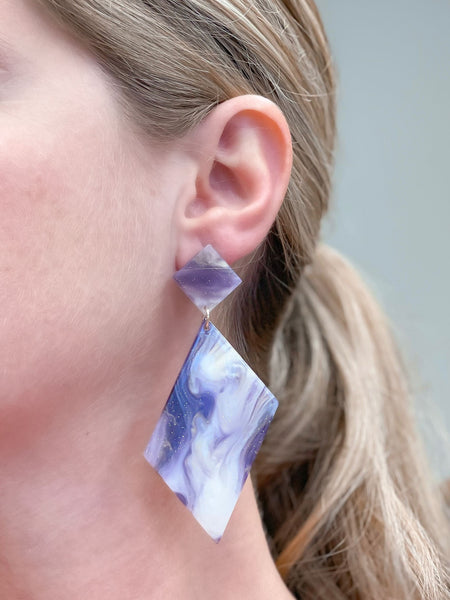 Marbled Angular Geometric Dangle Earrings