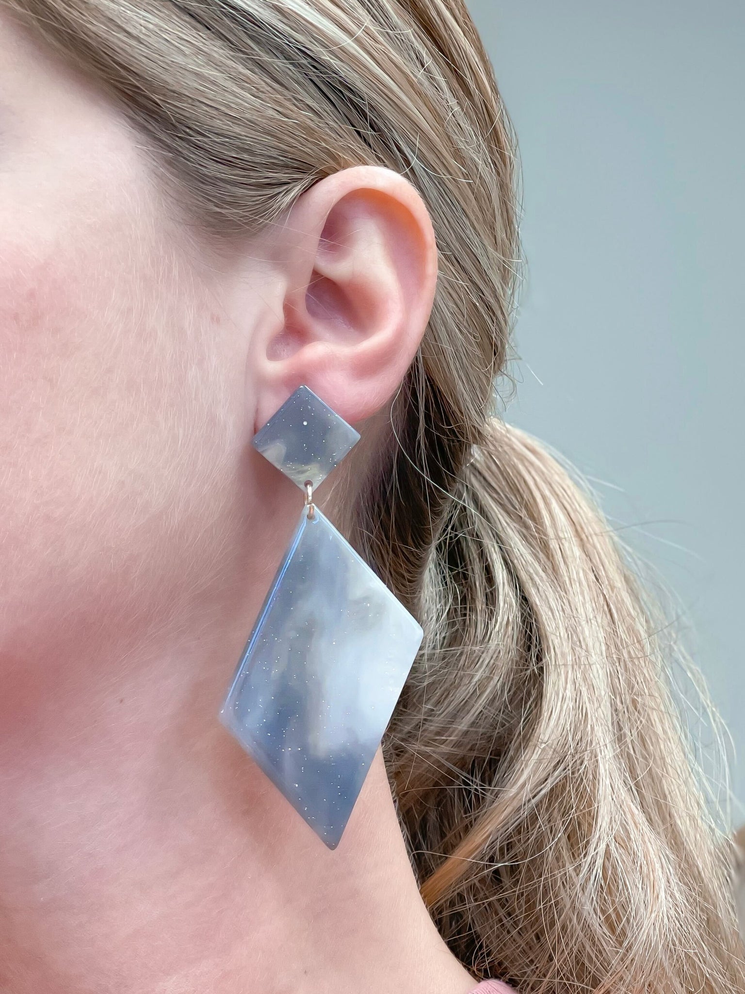 Marbled Angular Geometric Dangle Earrings