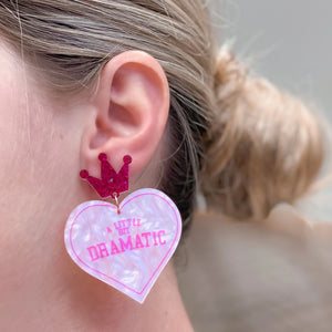 'Little Bit Dramatic' Glitter Heart Statement Earrings