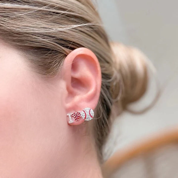 Love Sports Rhinestone Stud Earrings