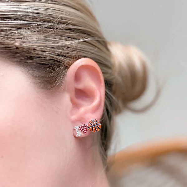 Love Sports Rhinestone Stud Earrings