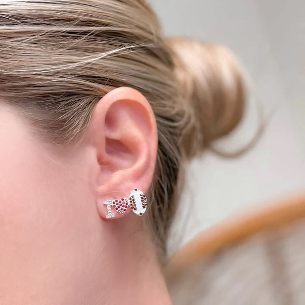 Love Sports Rhinestone Stud Earrings