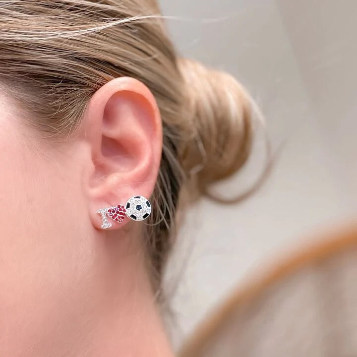 Love Sports Rhinestone Stud Earrings