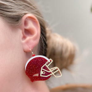 Glitter Football Helmet Dangle Earrings
