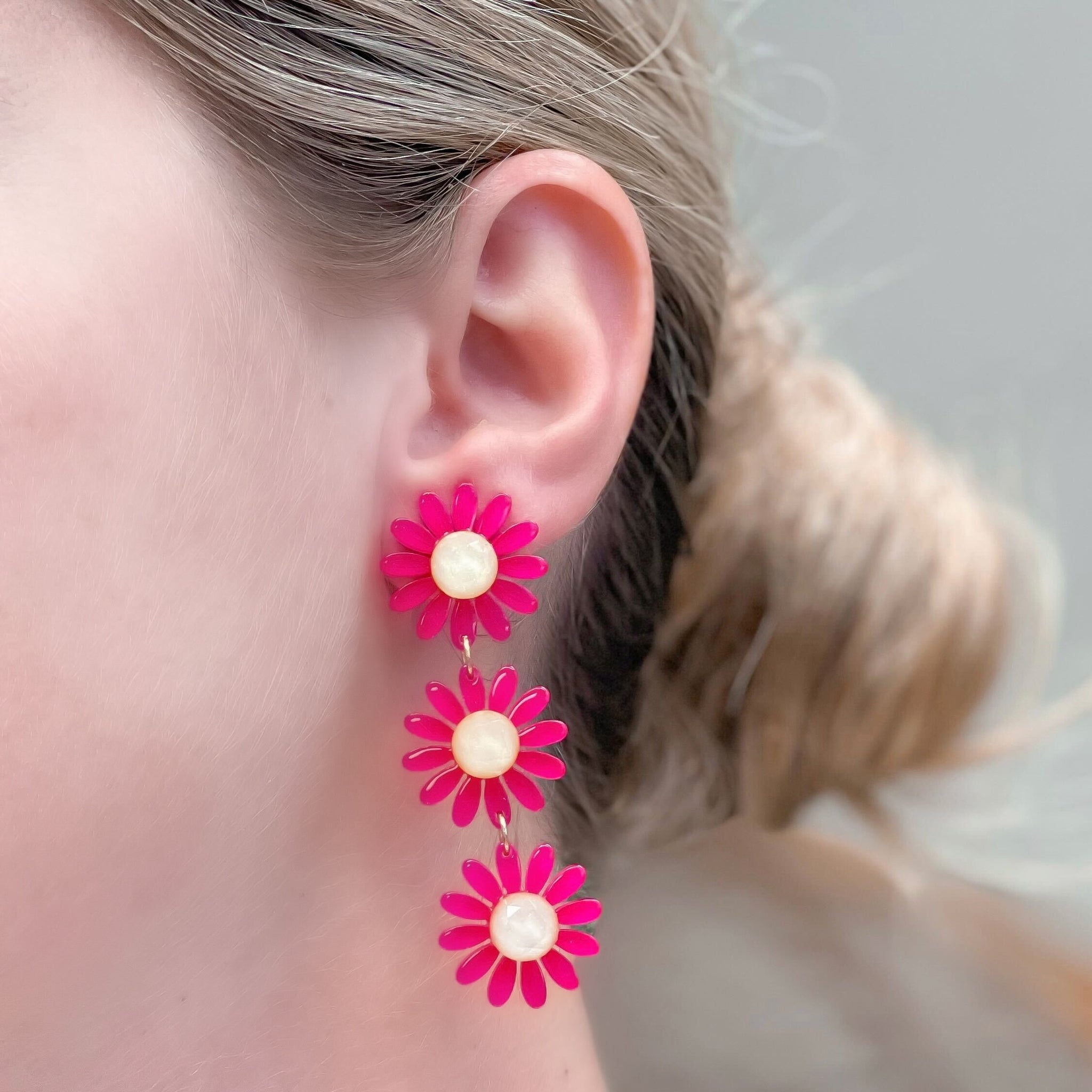 Blooming Daisy Trio Dangle Earrings