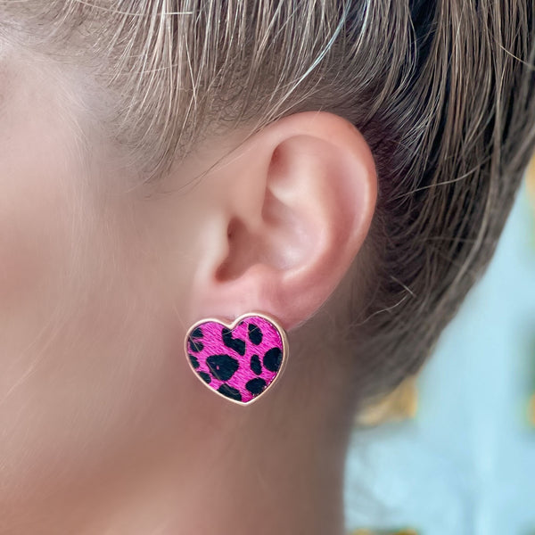 Spotted Heart Textured Stud Earrings